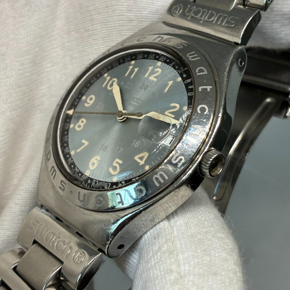 Swatch Irony Happy Joe Watch Unisex 37mm Blue Dial Steel Date YGS410G-WORKING! main image 10